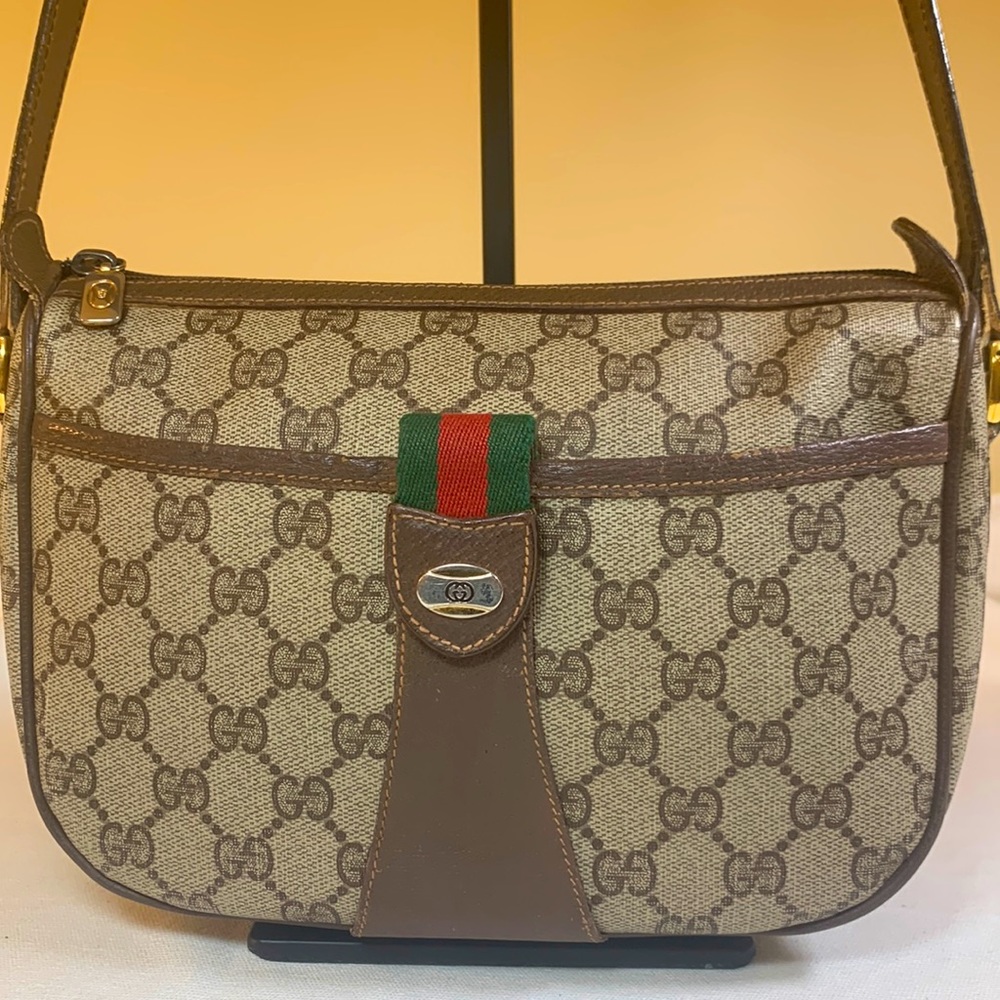 Gucci GG Sherry Line Canvas and Leather Shoulder/Crossbody Bag